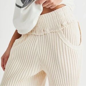 Free People Serena Ribbed Raw Edge Pants